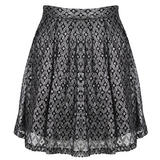 Silver Floral Mesh Skater Skirt